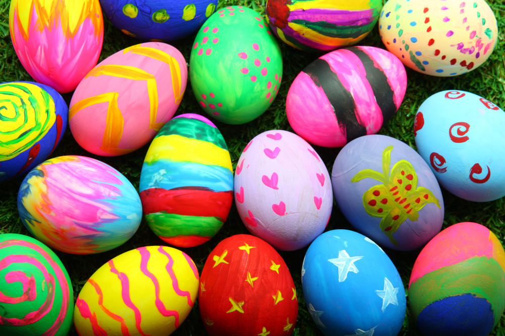 Colourful hand-painted Easter eggs