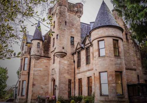 Exterior view of Broomhall Castle in Menstrie